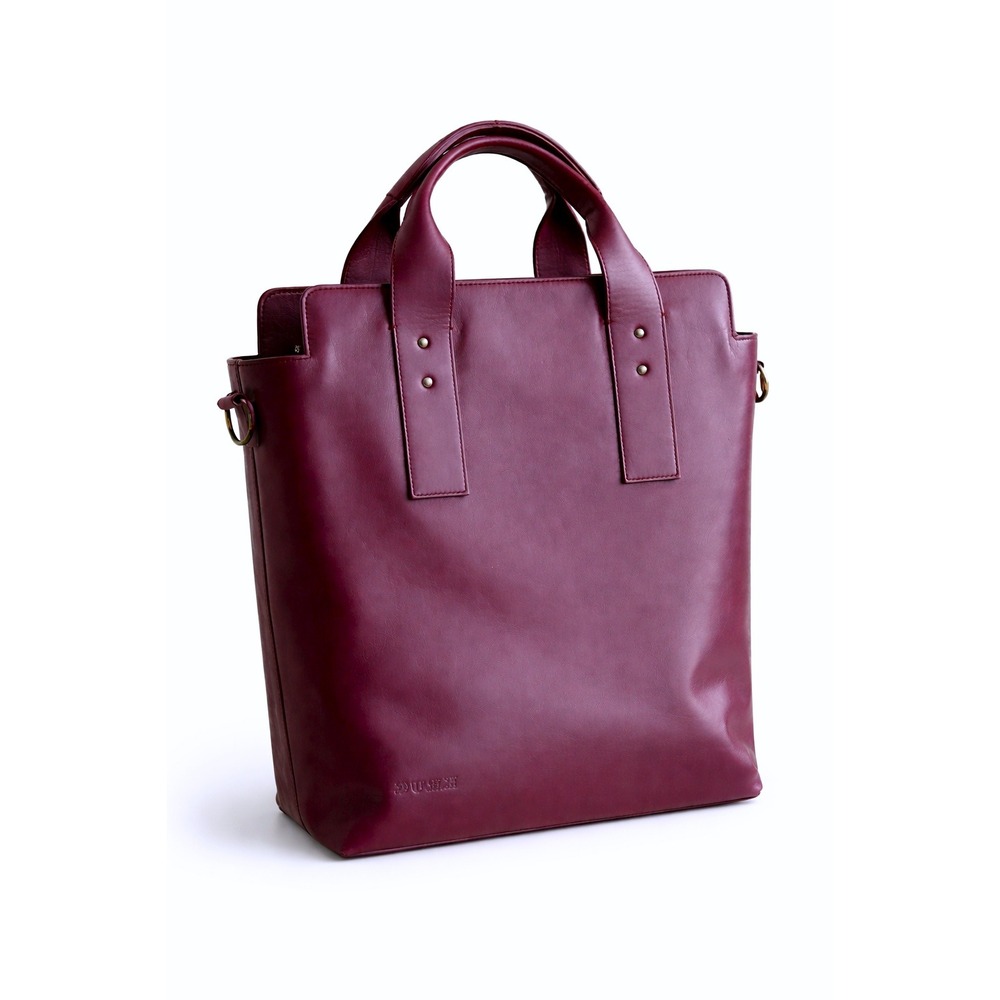 Krug Plum Burgundy Leather Minimalist Purse Bag Large Purple Quiet Luxury Tote